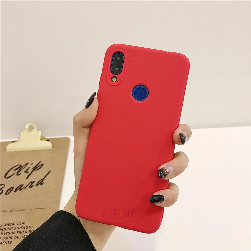 red Однотонный силиконовый чехол карамельного цвета для xiaomi redmi note 7 note7 pro/redmi 7 желтый тонкий ТПУ чехол для задней панели телефона - Цвет: red
