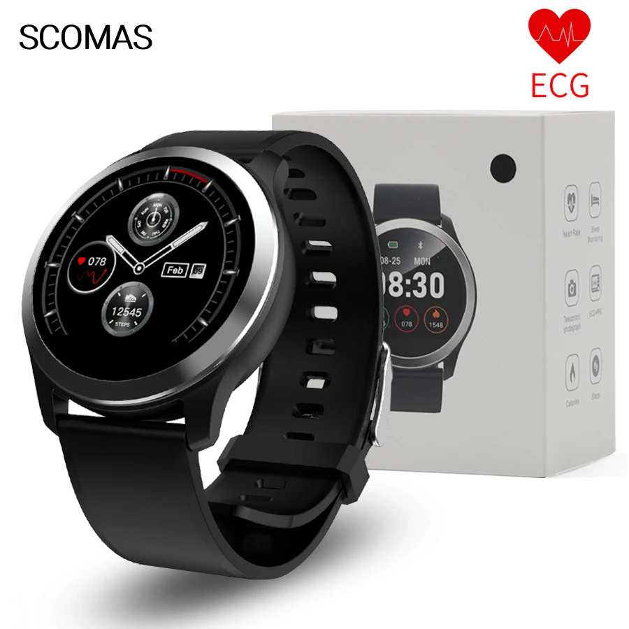 Смарт-часы SCOMAS ECG PPG 1 22 &quotкруглый дисплей монитор сердечного ритма кровяного