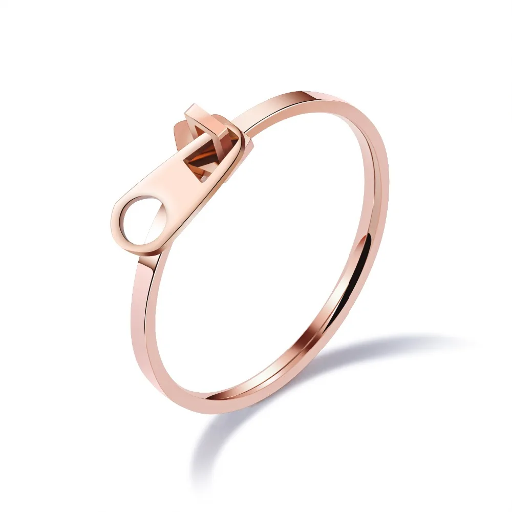 Fate Love Fashion Zipper Pull Design Women 's Rings Rose Gold Color Creative Jewelry Finger Bands Gift Drop Shopping Never Fade |