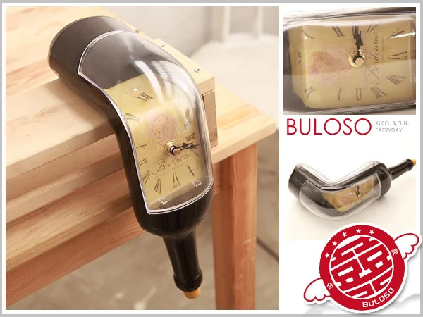 Творческий Витой Часы Красное вино форма бутылки дизайн веселые Настольные часы