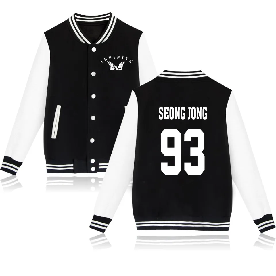 

INFINITE kpop fashion hip hop Baseball Jacket pocket button men women Hoodies Sweatshirts casual Long Sleeve Jackets coats tops
