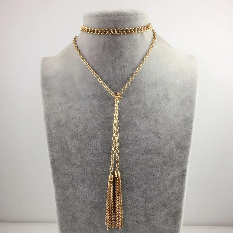 DANZE многослойное украшение в стиле панк золотистого цвета Длинная цепочка с
