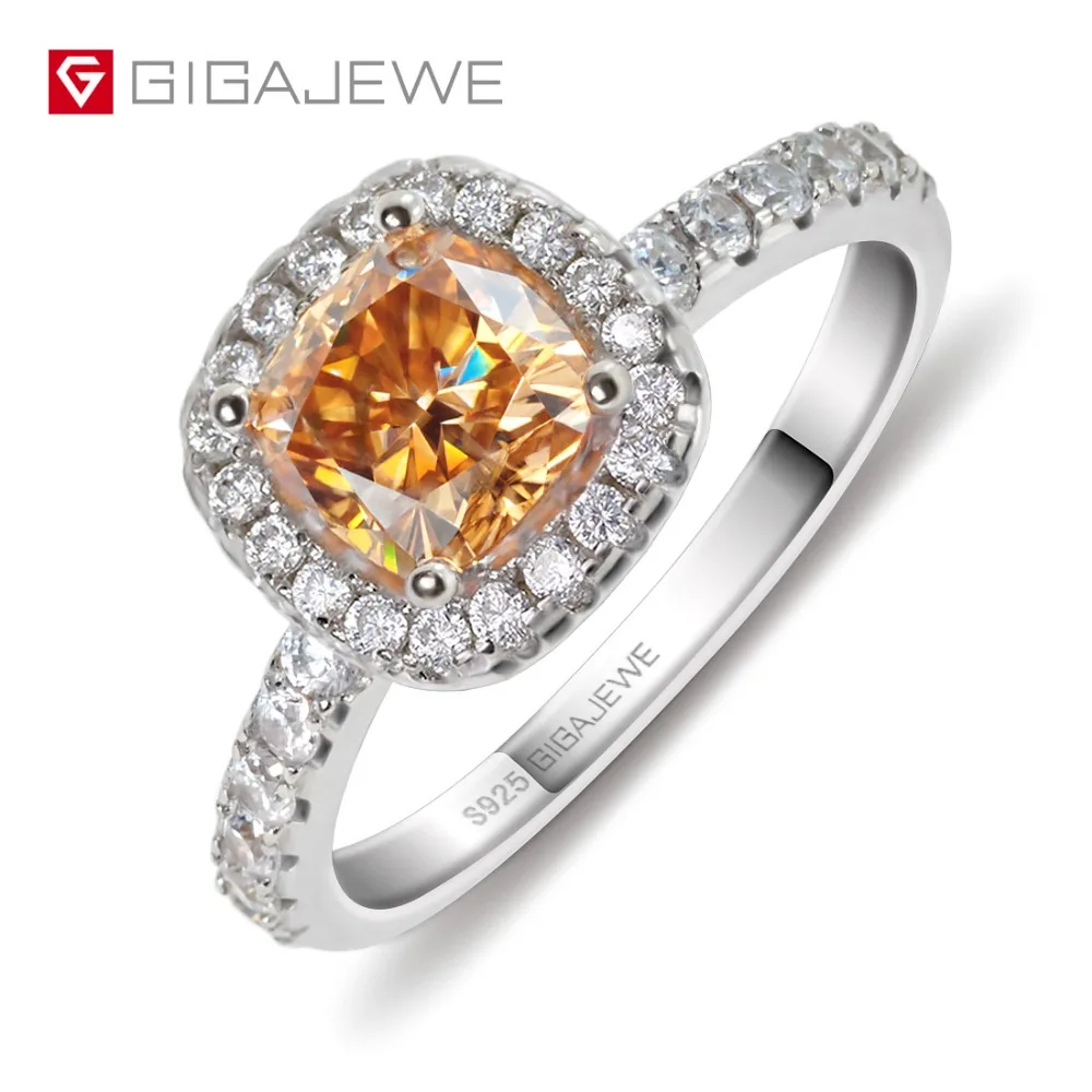 GIGAJEWE, золотой, 1.0ct, Алмазная огранка, тест, пройден, Муассанит, 18 K, позолота, 925 серебро, кольцо, ювелирное изделие, подарок для женщин, подруги