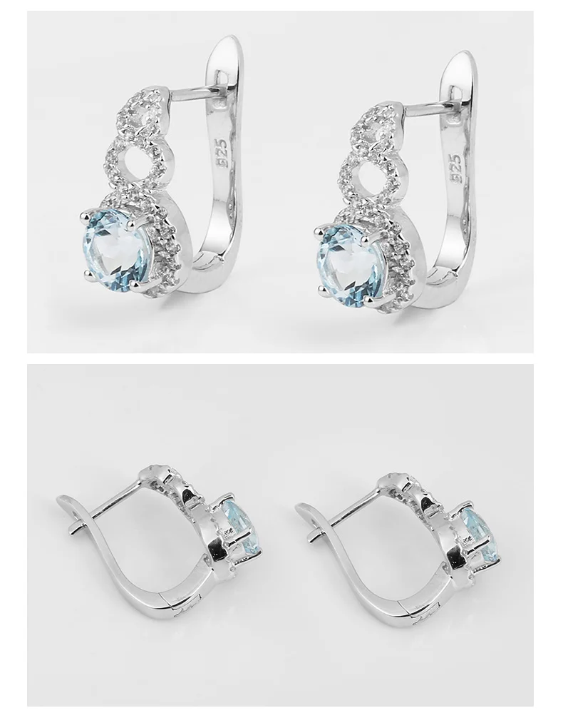 Gem's Ballet, 1.63Ct, хорошее ювелирное изделие, натуральный голубой топаз, Серьги с драгоценными камнями, 925 пробы, серебряные серьги-гвоздики для женщин, для помолвки