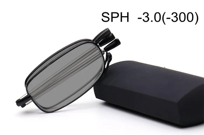 -3.0 (-300) SPH-1,0 до-4,0 Складные серые фотохромные очки для близорукости, очки по рецепту, мужские и женские складные очки, близорукие F196 - Цвет оправы: -3.0 (-300)