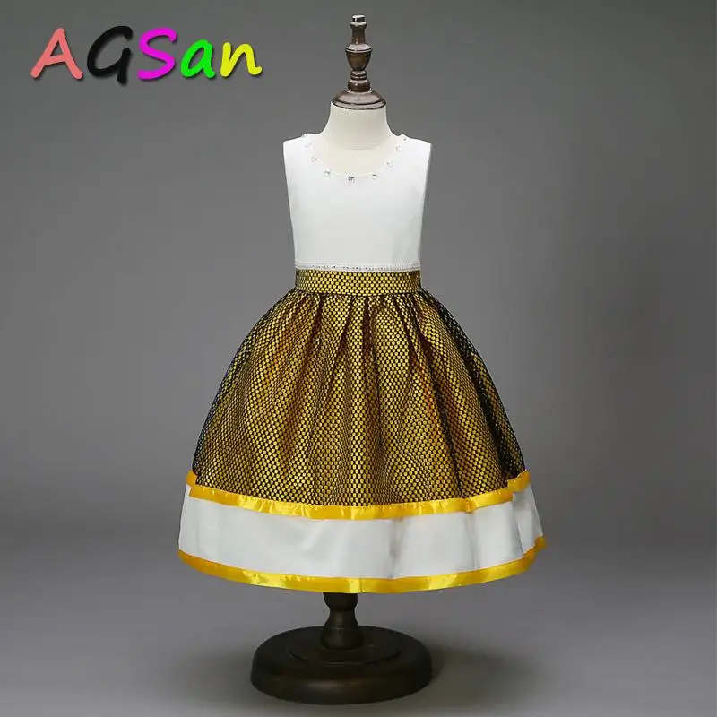 AGSan Cute Princess Style Girl Dress Sleeveless Teenagers Clothing Long Wedding Party Costumes Flower Dresses Vestido | Детская одежда