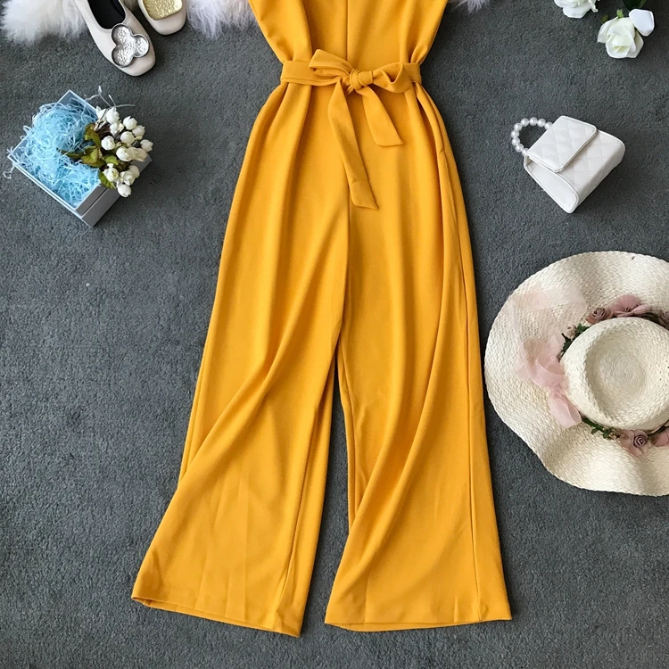 ALPHALMODA Женские однотонные Комбинезоны на одно плечо с высокой талией и поясом, женские летние модные повседневные Комбинезоны ярких цветов без рукавов