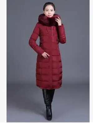 Red dates YAGENZ6XL зимние парки пальто с капюшоном женская одежда элегантное тонкое плотное хлопковое длинное пальто теплая куртка женская - Цвет: Red dates