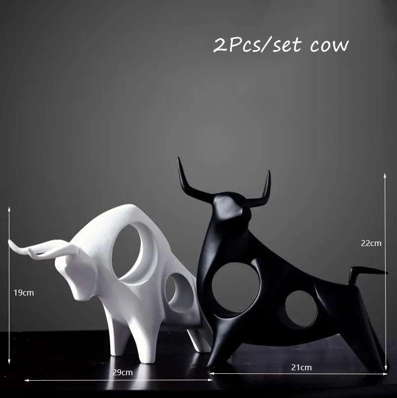 2Pcs Cow Скандинавские Керамические ремесла украшения для влюбленных домашний декор Ремесла керамические прекрасные подарки на день рождения фарфоровые статуэтки Свадебные украшения - Цвет: 2Pcs Cow