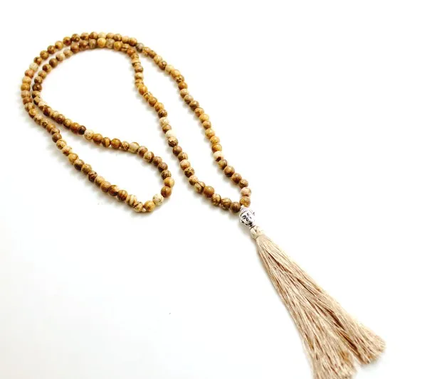 Новый камень 6 мм бусины Будда кулон ручной работы кисточка ожерелье в стиле бохо