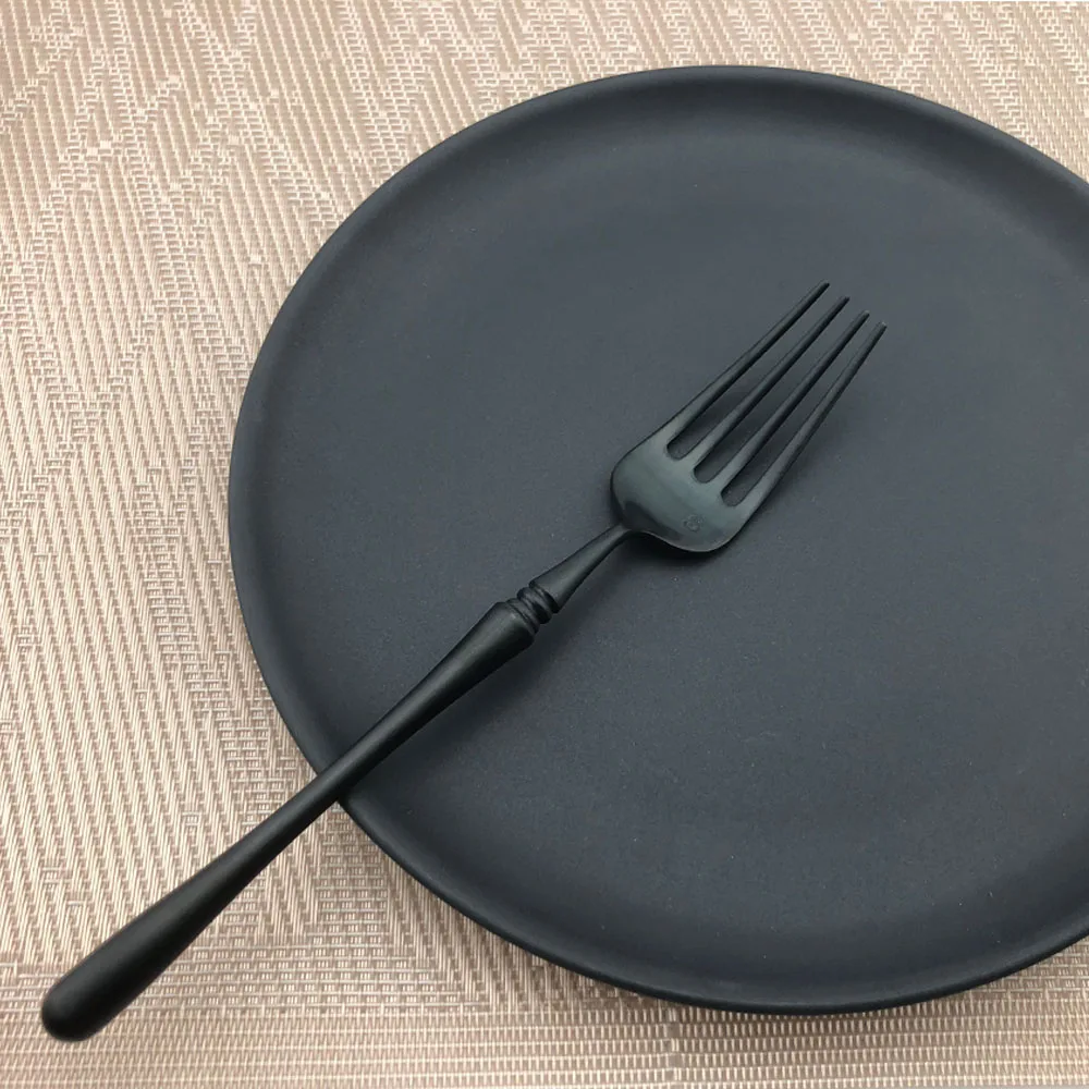 Dessert fork JASHII матовый черный набор столовых приборов из нержавеющей стали столовая посуда набор серебряных приборов стейк на ужин нож и вилка Прямая поставка - Цвет: Dessert fork