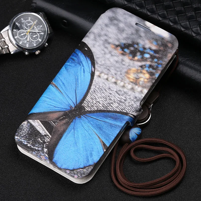 Черный чехол с акулой для Xiaomi кожаный откидной крышкой бабочкой и башней черной