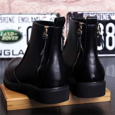 Kaeve/; сезон осень-зима; мужские черные кожаные полусапожки «Челси»; chaussure homme Hiver; высококачественные мужские Ботильоны на молнии - Цвет: Black