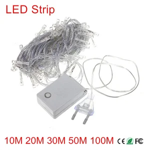 Водонепроницаемая светодиодная гирлянсветильник, 10 м, 20 м, 30 м, 50 м, 100 м, РождественскаяСвадебнаявечерние ничная Декоративная гирлянда, s светильник освещение, 220 В переменного тока, Ви