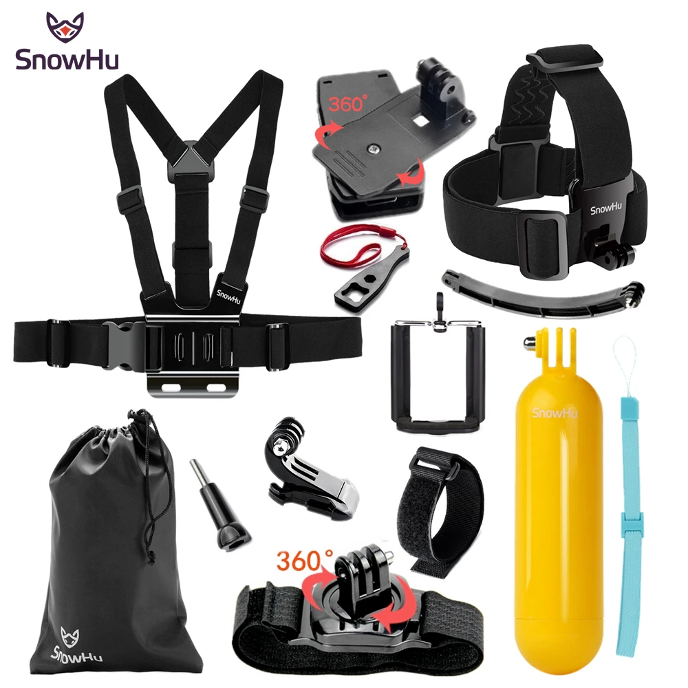 

SnowHu for Yi 4K Accessories Kit Chest Strap Monopod For Gopro Hero 10 9 8 7 6 5 for Eken H9R for SJCAM for SJ4000 camera GS67