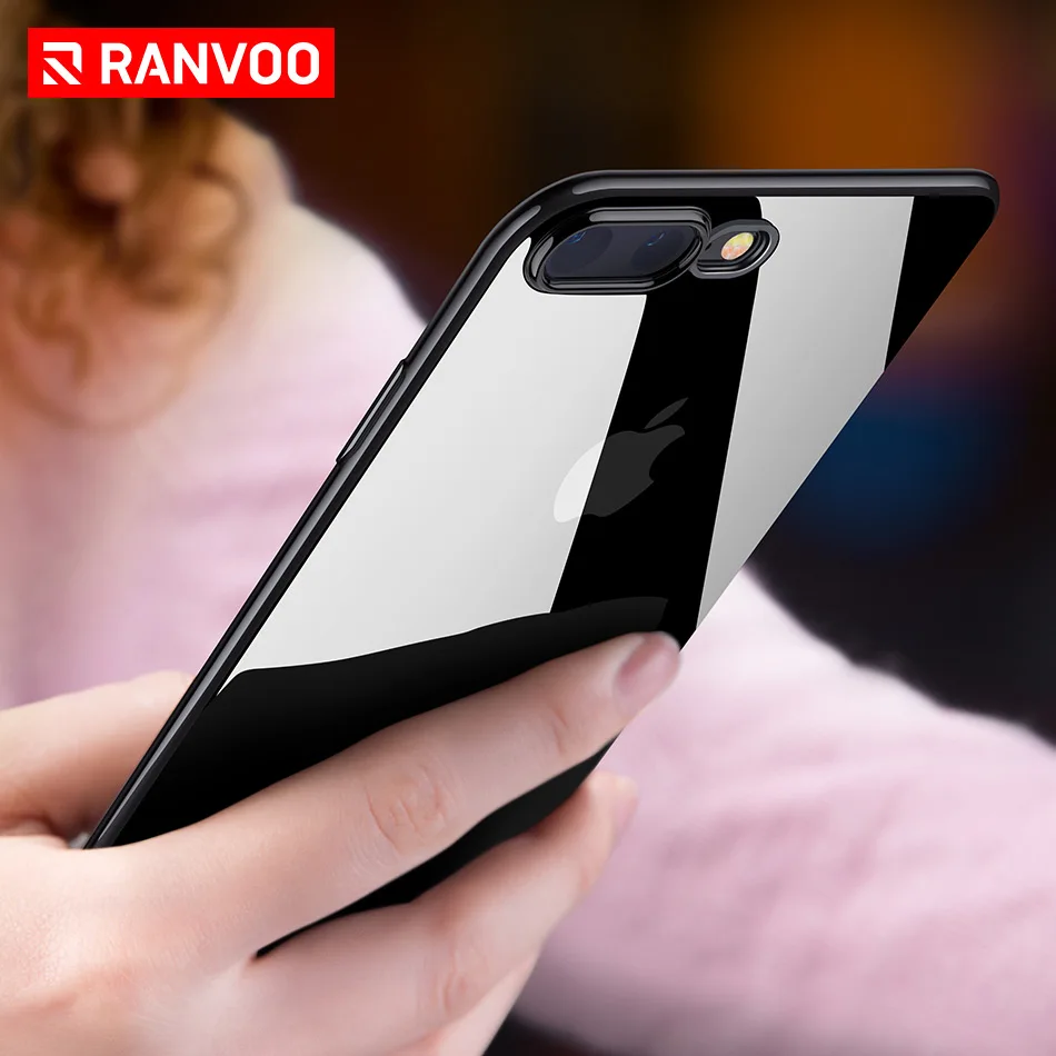RANVOO чехол для iPhone X 7 8 plus плюс мягкая TPU прозрачный покрытие Сияющий Full Cover плюс| |