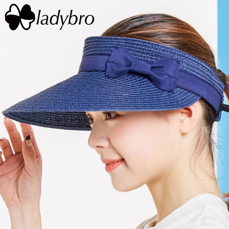 Шляпа Ladybro женская с широкими полями Соломенная Панама от солнца бантом для пляжа