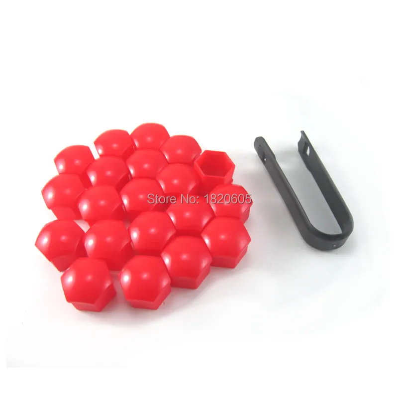 Колпачки с центральной крышкой для наконечников гаек красных колес 20 шт. 17 мм