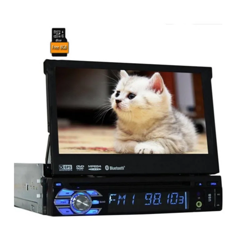 7 дюймовый 1Din автомобильный DVD плеер GPS навигация Съемная передняя панель 1din