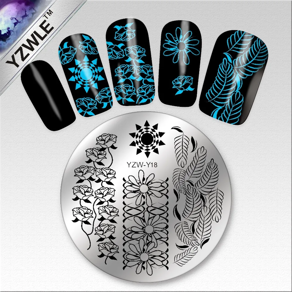YZWLE 1 Лист Мода Круглый Цветочный Дизайн Nail Art Image Stamp Штамповка Плиты Маникюр