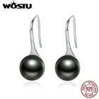 Женские серьги-подвески WOSTU, из стерлингового серебра 925 пробы в классическом элегантном стиле, 4 цвета, имитация жемчуга, ювелирное изделие, CQE144