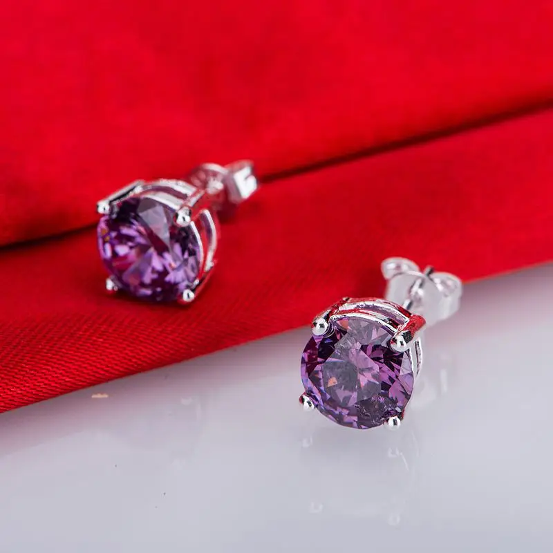 Посеребренные серьги посеребренные модные ювелирные изделия Фиолетовый