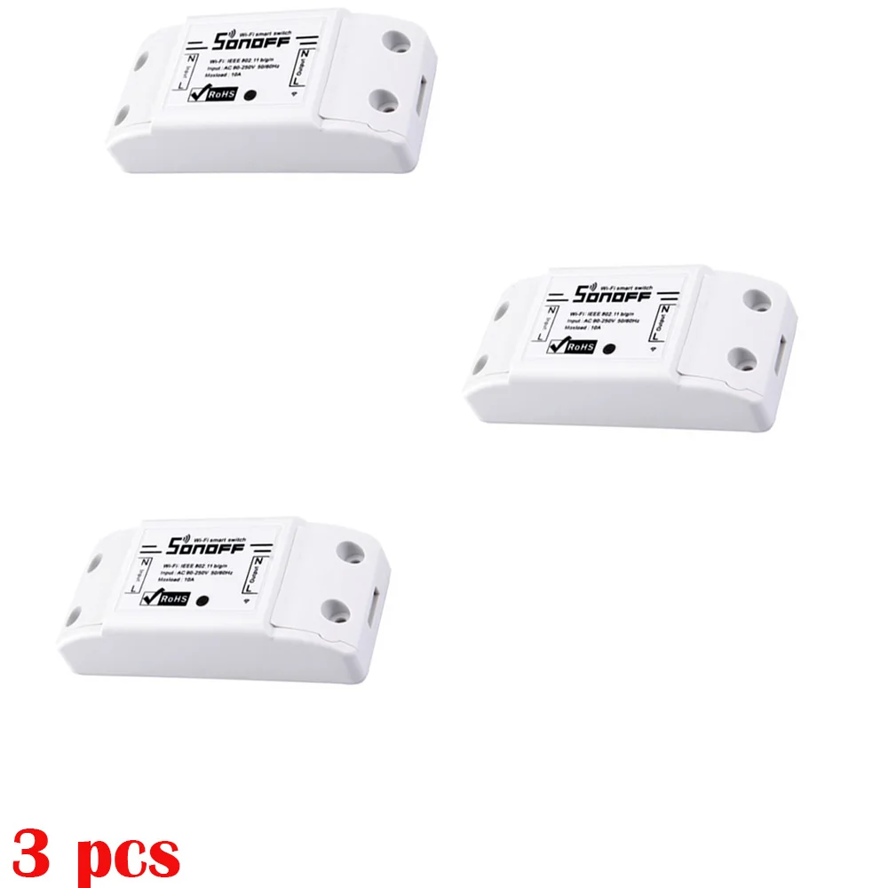 3 3/5/6/8/10 шт. 10A SONOFF Basic Беспроводной Wi-Fi пульт дистанционного управления Переключатель Управление Модуль Автоматизации "сделай сам" Таймер универсальное автомобильное зарядное устройство для дома - Комплект: 3