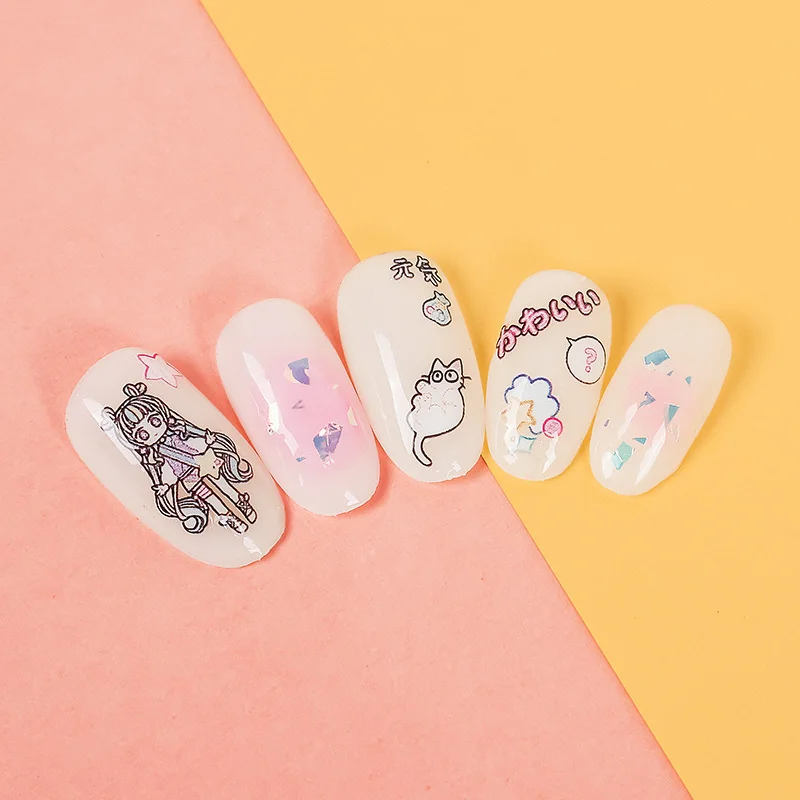 

Newest Gentle girl Watercolor flower paint 3d nail art sticker nail decal stamping export japan designs rhinestones decorations