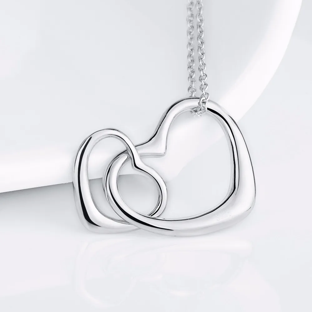 925 Серебряные кулончики в стиле Hollow Style Heart to Love из серебра стерлингового сплава для женщин, ожерелье-заявление Necklace Jewelry Gifts GNX0100 on.