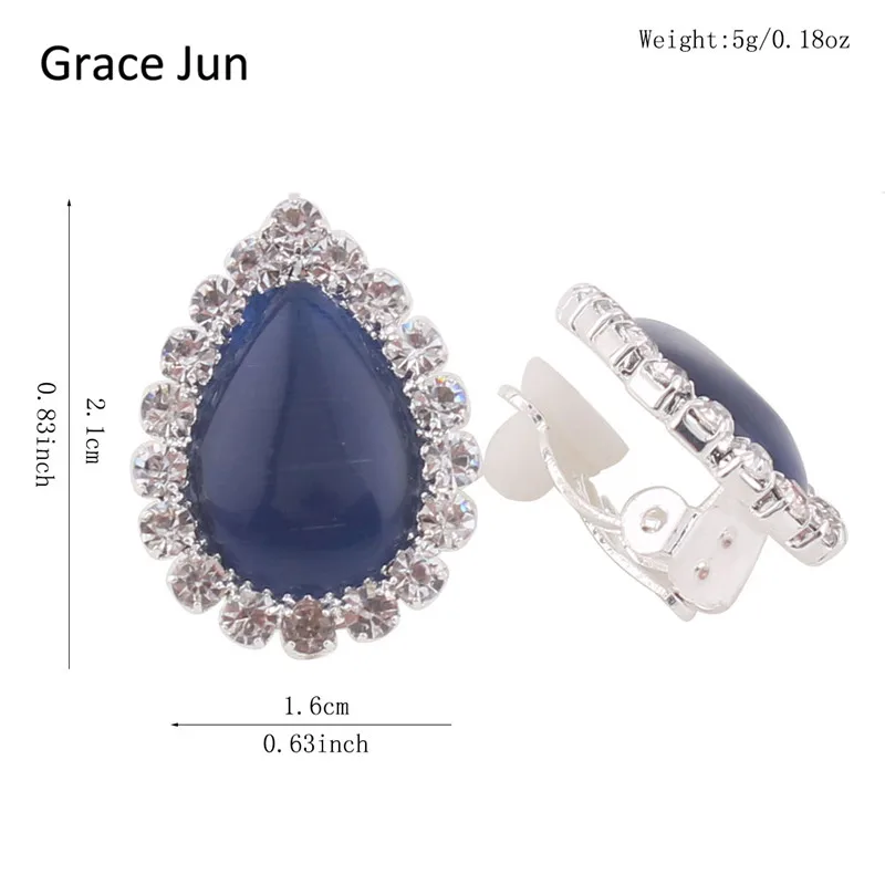 Бренд Grace Jun(TM) стbridal разы Кристалл Опал Капля воды клипсы на серьги не пирсинг для