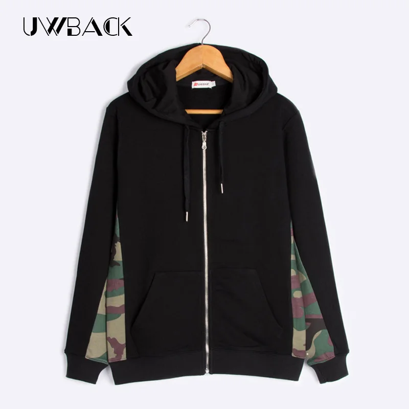 Uwback 2017 Новая Мода Мужская Толстовка Толстовки Мужчины Хип-Хоп Камуфляж Футболка