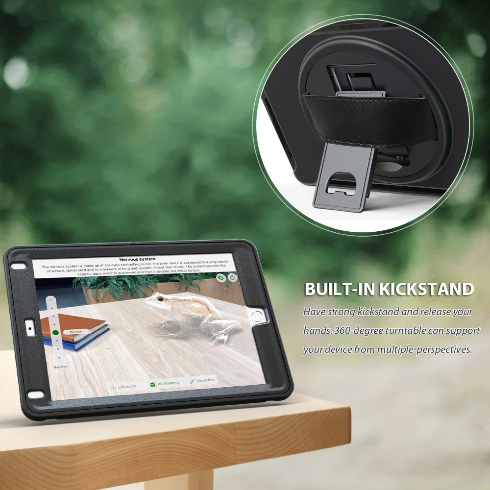 Для iPad 9,7 дюймов / чехол вращающийся на 360 Гибридный ТПУ+ PC ударопрочный Прочный чехол-подставка с ремешком на руку для iPad 5th 6th Gen
