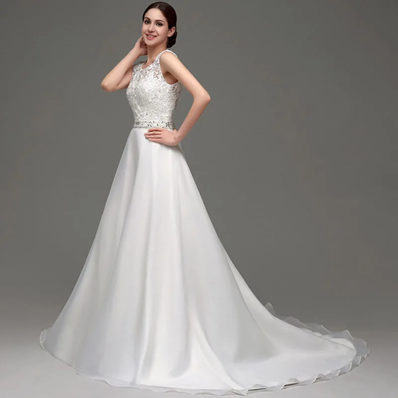 

Женские свадебные платья iLoveWedding, шифоновые, без рукавов, с круглым вырезом, с бисером, в наличии, 24236
