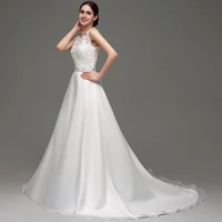 ilovewedding wedding dresses sleeveless a line floor length scoop neck chiffon lace and beads women bridal gowns in stock 24236