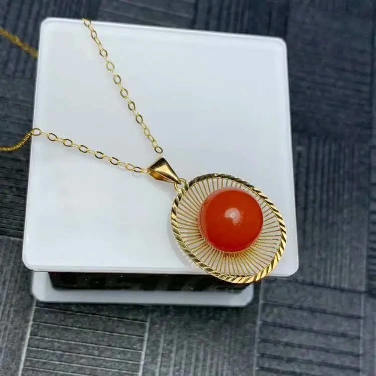 Shilovem 18K розовое золото настоящий натуральный южный Красный Агат Подвески без
