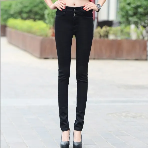 Новинка 2019 черные синие белые джинсы с высокой талией для женщин узкие брюки в