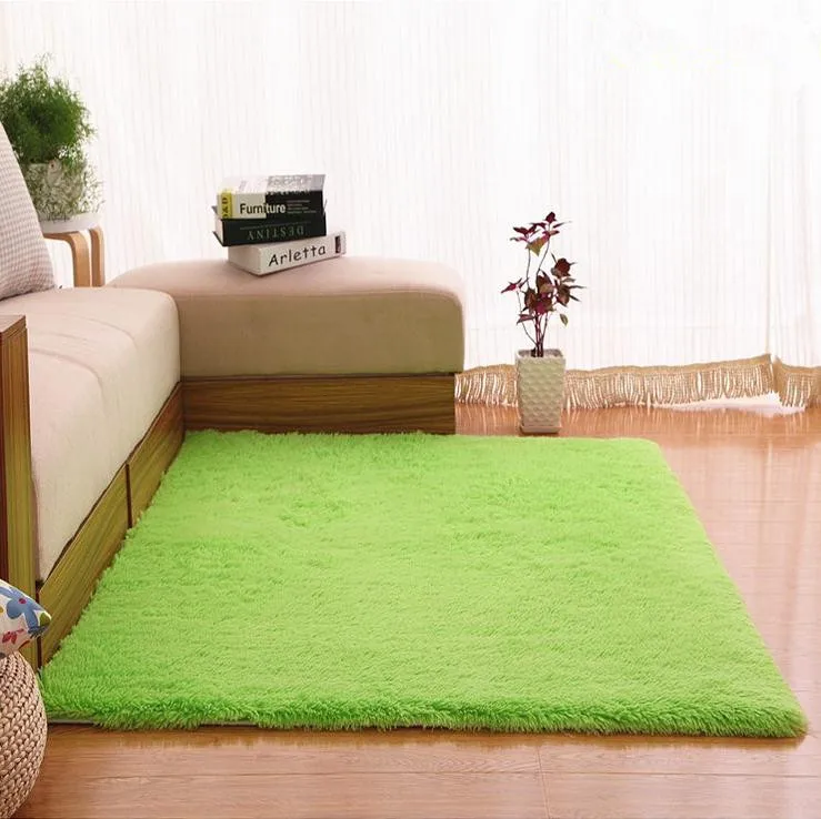 Apple green Плюшевый тканевый Противоскользящий коврик, толстые напольные ковры для гостиной, Одноцветный коврик для ванной комнаты, водопоглощающий коврик, размер Cuatom - Цвет: Apple green