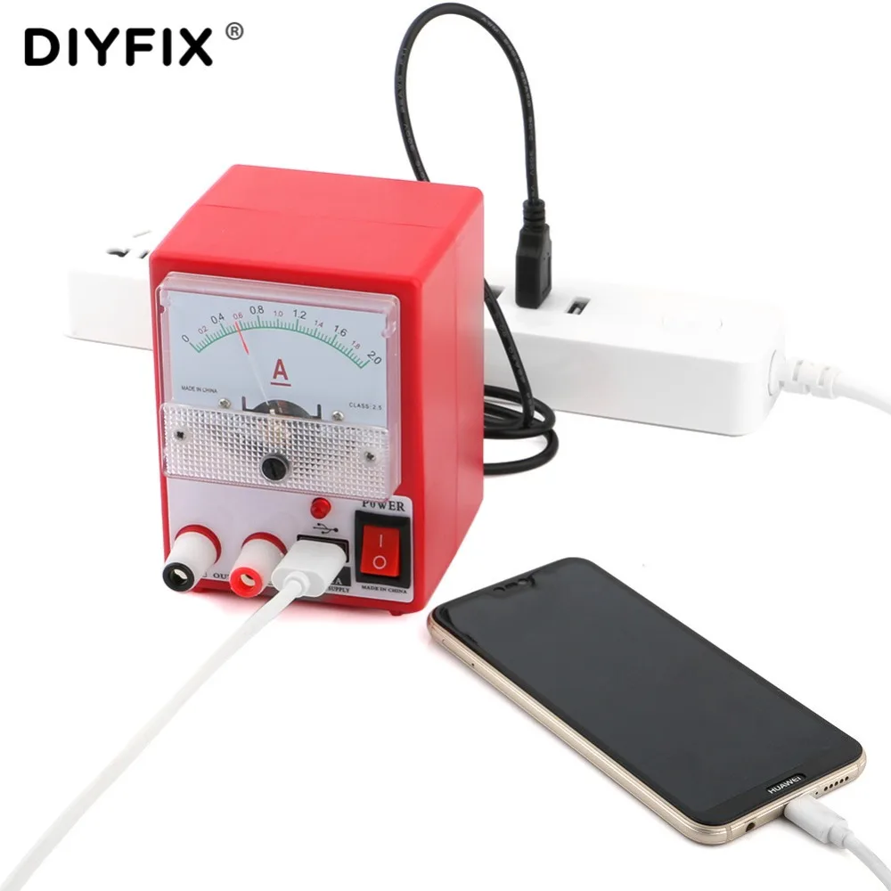 5V 2A Mini DC Power Supply Ammeter for Mobile Phone Repair Tool Ampermetre Power Source Short Circuit Protection Test Tools Set