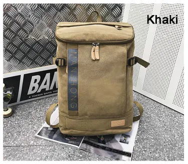 Хаки Большой Вместительный холщовый рюкзак, мужская дорожная сумка, походный рюкзак, мужские рюкзаки для компьютера, ноутбука, холщовая школьная сумка на плечо - Цвет: Хаки