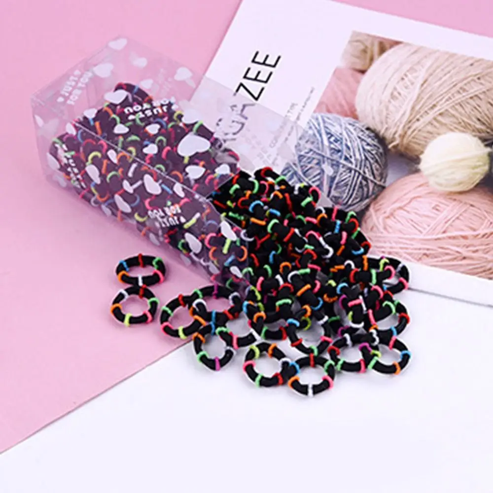 

100Pcs/box Cute Small Colourful Ring Rubber Bands Tie Gum Ponytail Holder Elastic Hair Band Headband Girls Hair Accessories