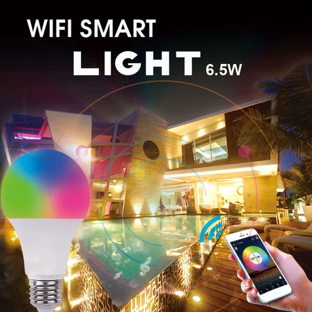 6 5 Вт WI FI Smart светодио дный лампы E27 супер яркий приложение Remote Управление RGBW сроки