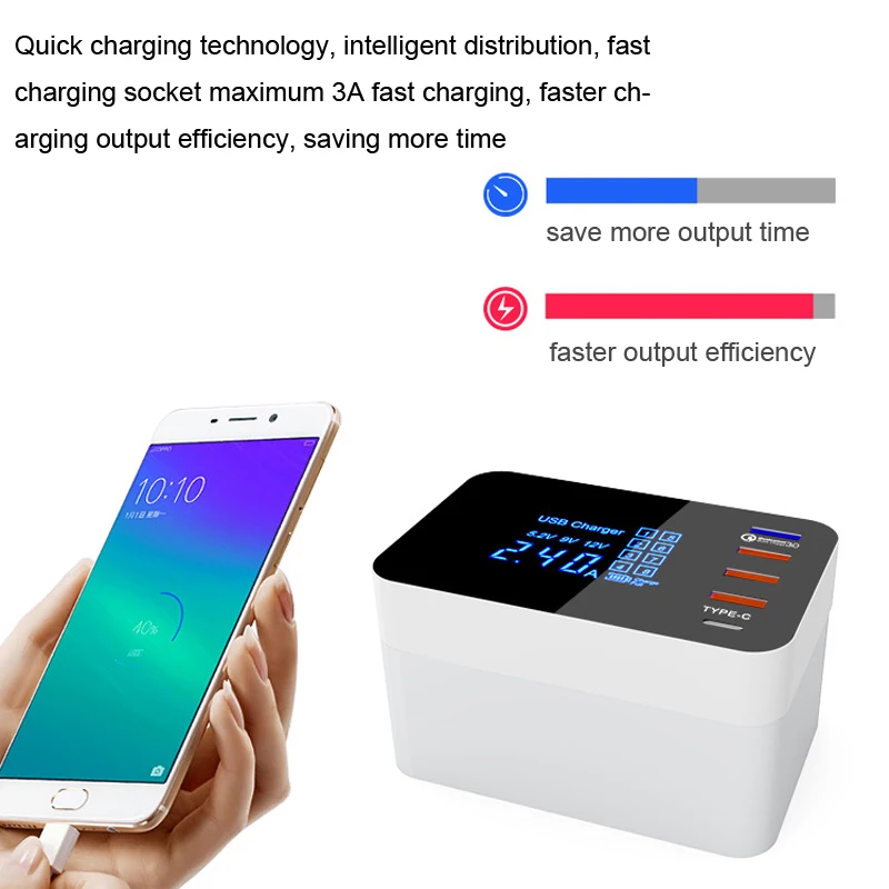 Беспроводное зарядное устройство QI быстрая зарядка 3 0 умное USB Type-C со