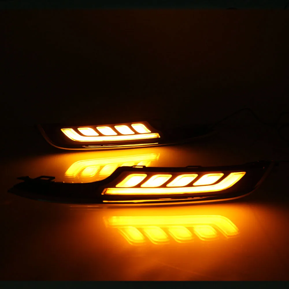 LED DRL Daytime Running Light Fog Lamp 12V Running Lights For VW Golf 7 2013- Car-Styling Yellow Turn Signal Light