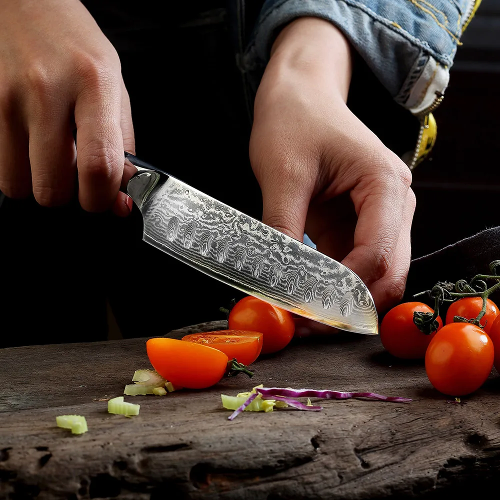 SUNNECKO Премиум 5 '' / 7'' Santoku ножи Дамасская сталь японский VG10 лезвие Кухня