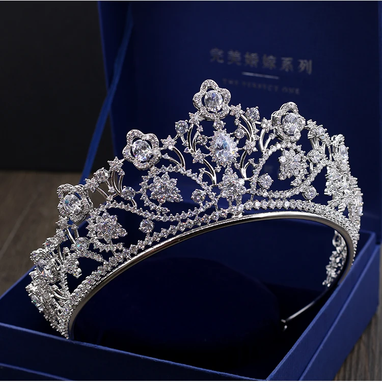

Himstory Luxurious Big Size European Royal Full Zircon Tiara Crowns Large Baroque Red Zircon Queen Wedding Hair Accessories