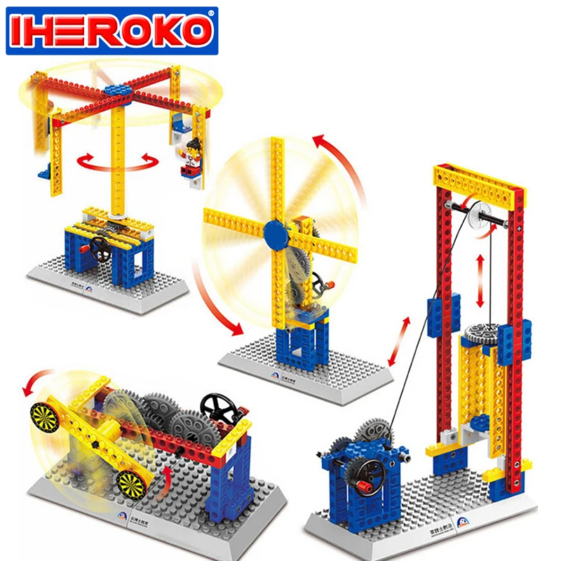 Механические инженерные строительные блоки кирпичи подъемные игрушки в виде