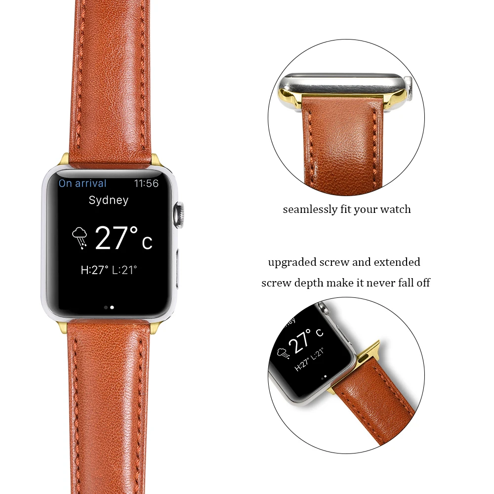 CHIMAERA наручных часов Apple Watch, версии натуральная кожа ремешок для часов на замену браслет для серии 4, версия 1, 2, 3, ремешок Ремешки для Apple Watch 38/40/42/44 мм