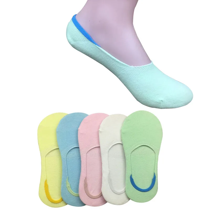 

5pairs Women's Socks Autumn Summer Breathable Invisible Woman Boat Socks Candy Color Silicone Non-slip Sock Girls Cute Meias Sox