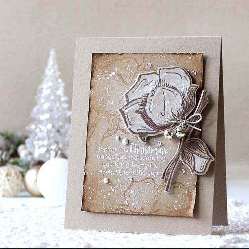 Цветок хлопка прозрачный штамп и резки металла Die для Скрапбукинг/карты/DIY