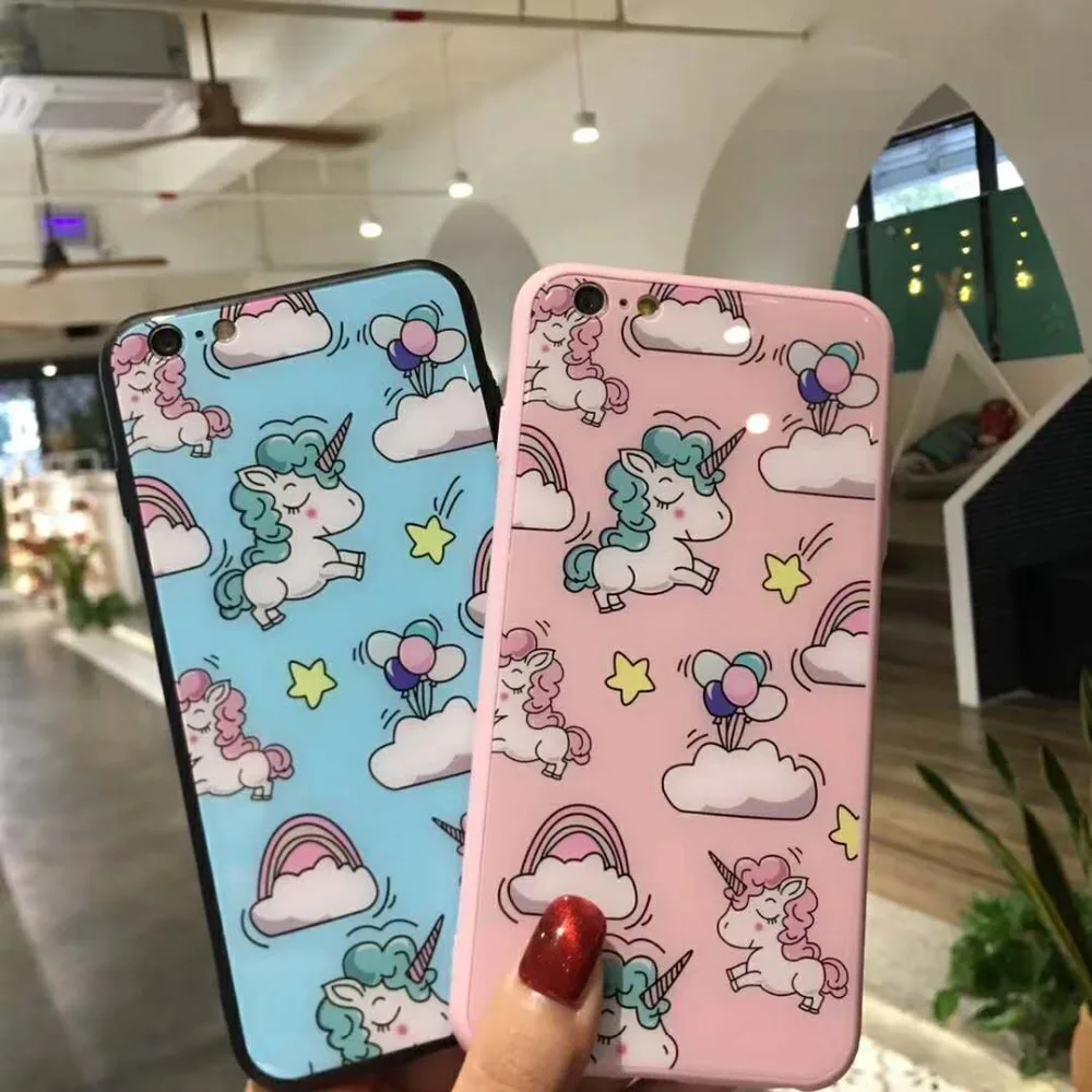 Чехол HOKEJ с единорогом для iPhone 6 7 8 Plus + закаленное переднее покрытие X XS Max |